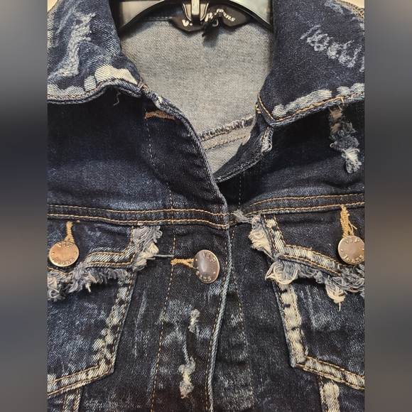 V.I.P Jeans size S juniors blue jean cropped jacket - Picture 10 of 11